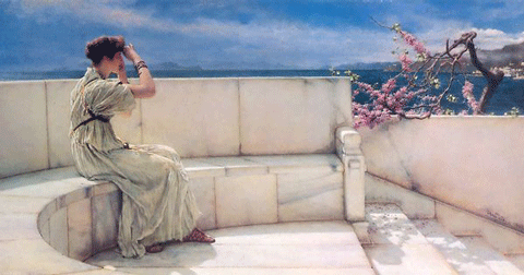 reproductie Expectations van Alma-Tadema